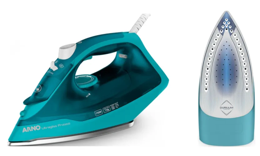 Ferro de passar roupas bem alto e largo com corpo todo verde