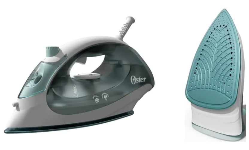 Ferro a vapor pequeno e redondo com corpo cinza