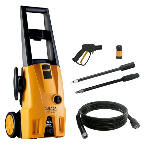 Lavadora de alta pressão amarela grande com alça fixa preta grande