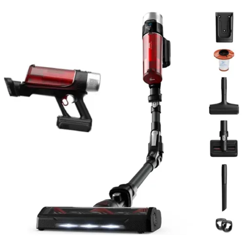 Aspirador sem fio com reservatório superior e cabo articulado