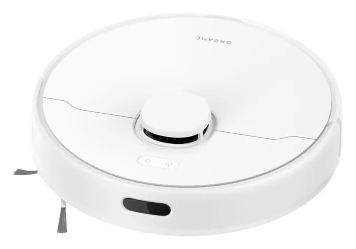 Robô aspirador e passa pano branco com visor central