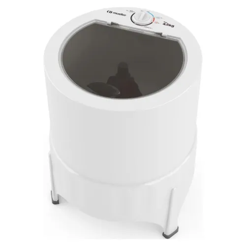 Tanquinho pequeno e redondo com laterais brancas e tampa preta