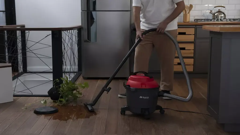 Aspirando lama com aspirador de pó e água